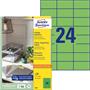 Label, 70x37 mm, colorful, AVERY ZWECKFORM, green, 2400 label/pack